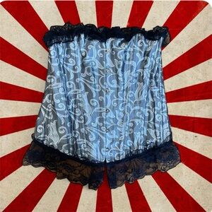 Vintage 90s Silver and Black Lace Corset Top